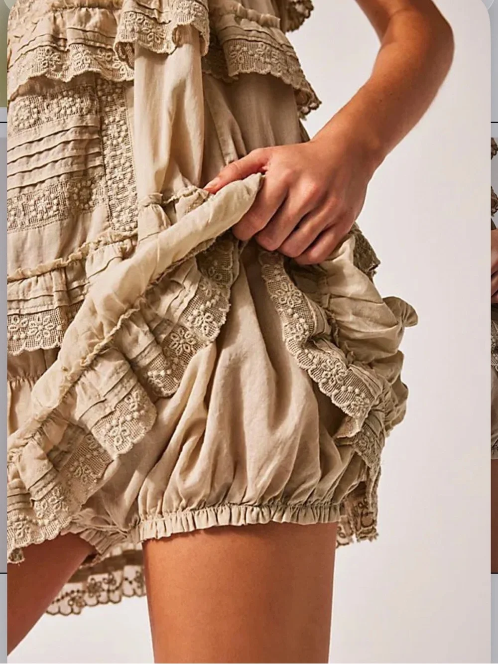 Free People Tiered And True Lace Ruffles Vintage Romper